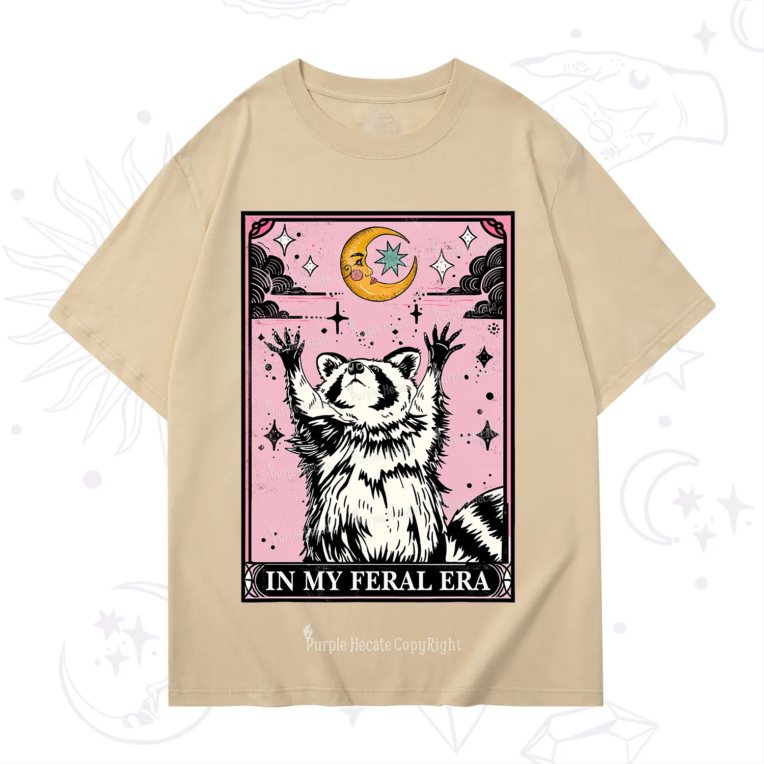 Purplehecate The In My Feral Era Tarot Raccoon T-Shirt