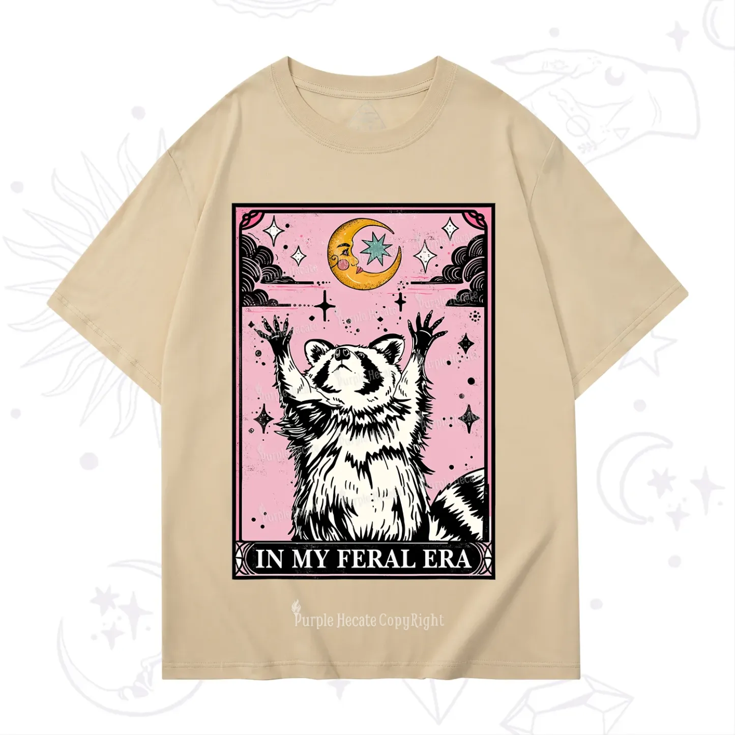 Purplehecate The In My Feral Era Tarot Raccoon T-Shirt