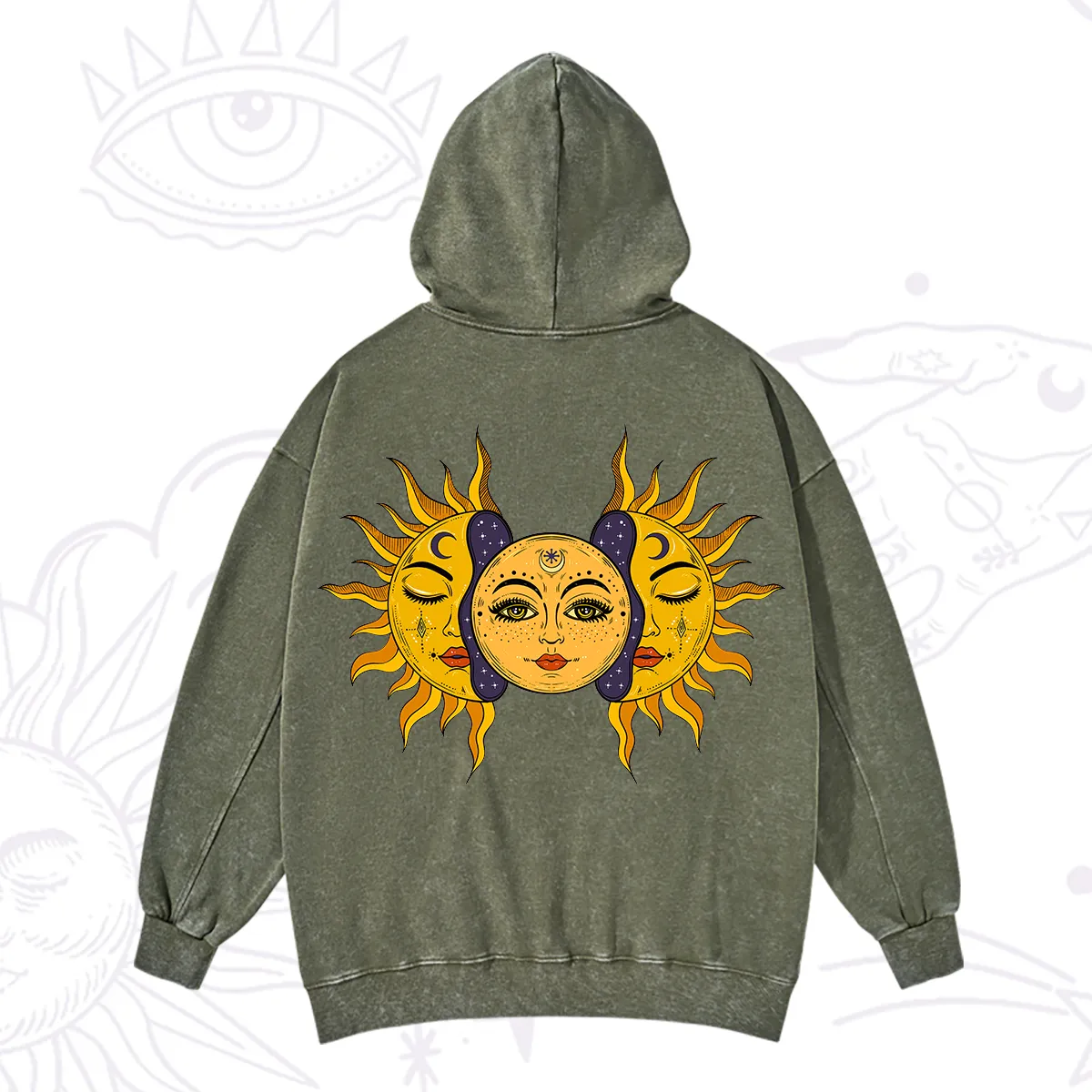 Purplehecate Celestial Twin Suns Washed Hoodie