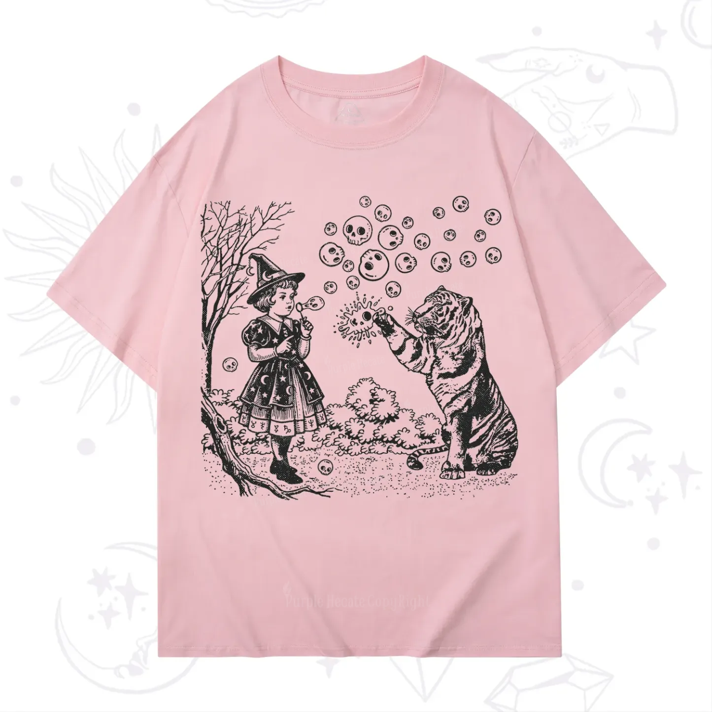 Purplehecate Girl and Tiger T-Shirt