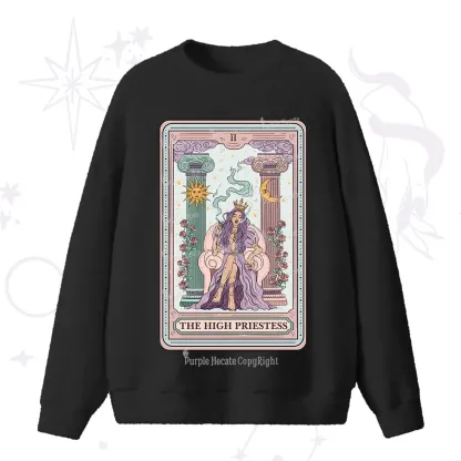 Purplehecate The High Priestess Tarot Card Fuzzy Ugly Sweater