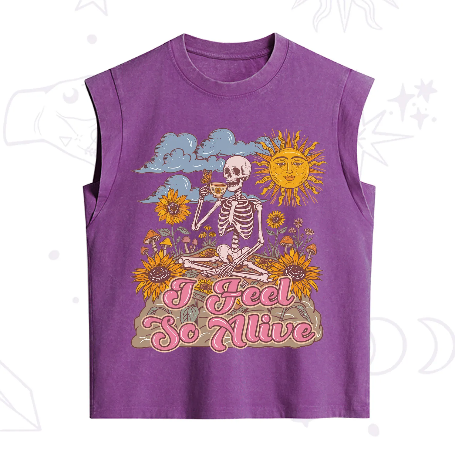 Purplehecate I feel So Alive Dancing Sarcastic Skeleton Vintage Washed Tank
