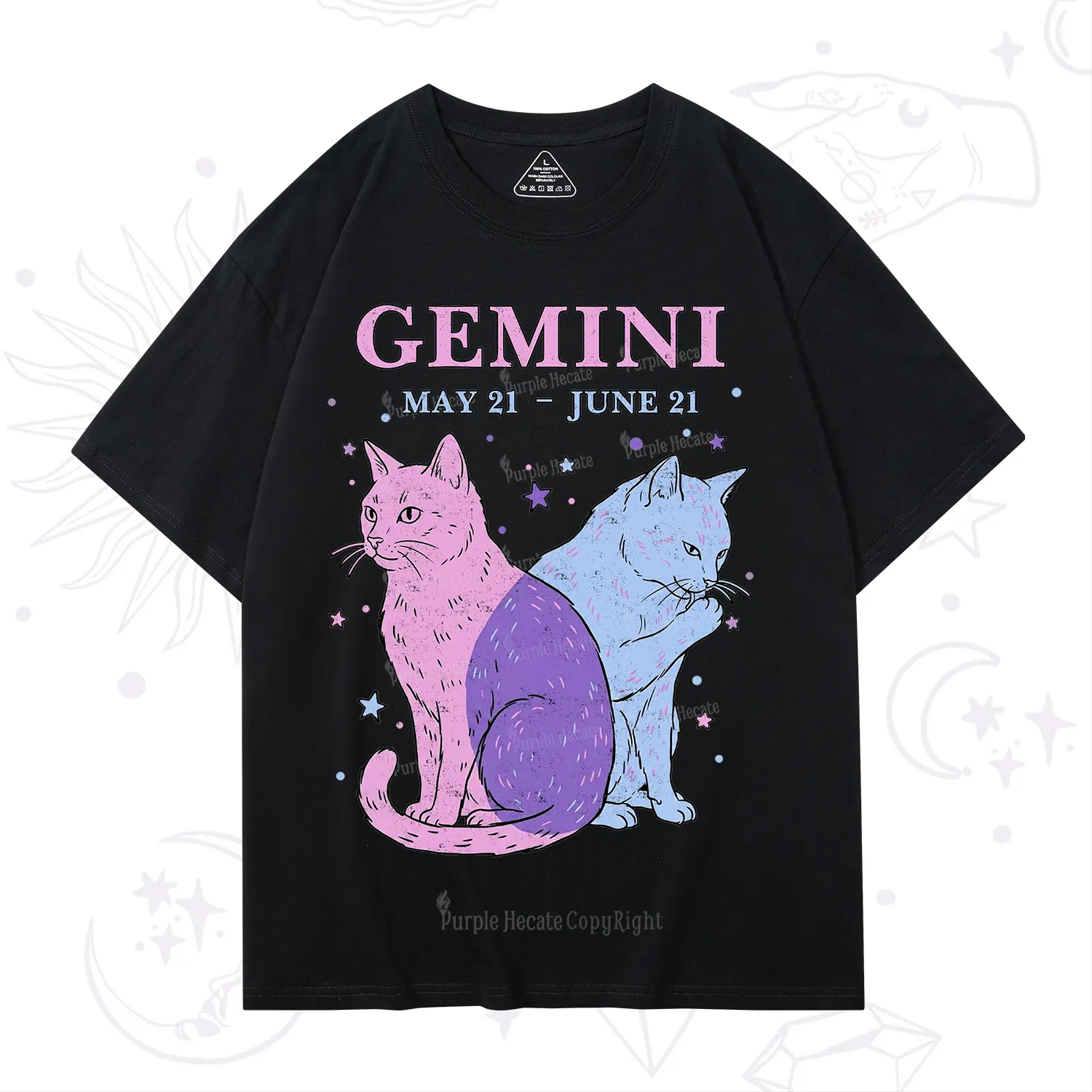 Purplehecate Gemini Zodiac Cats T-Shirt