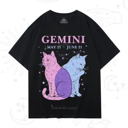 Purplehecate Gemini Zodiac Cats T-Shirt