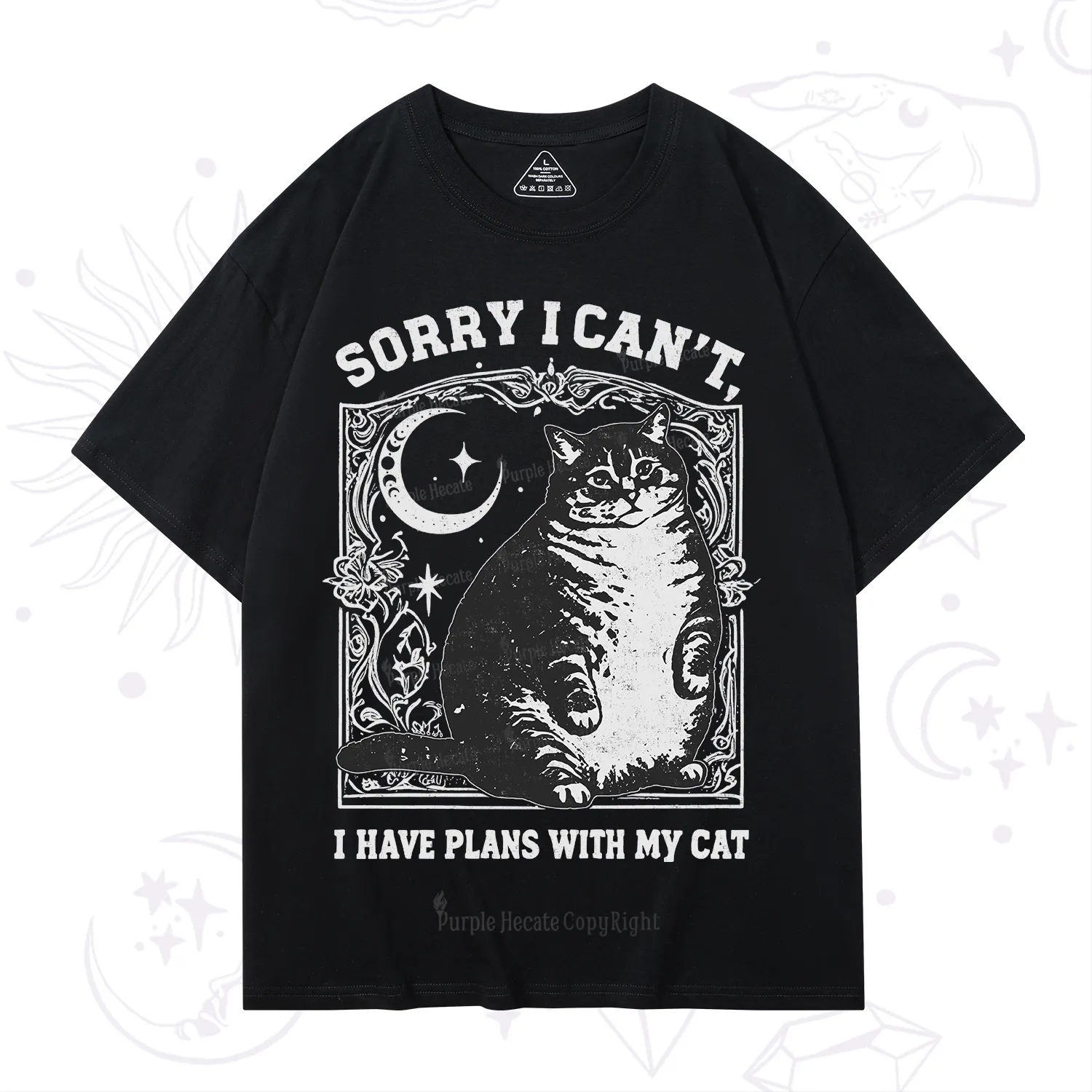 Purplehecate Sorry I Can't I Have Plans With My Cat T-Shirt
