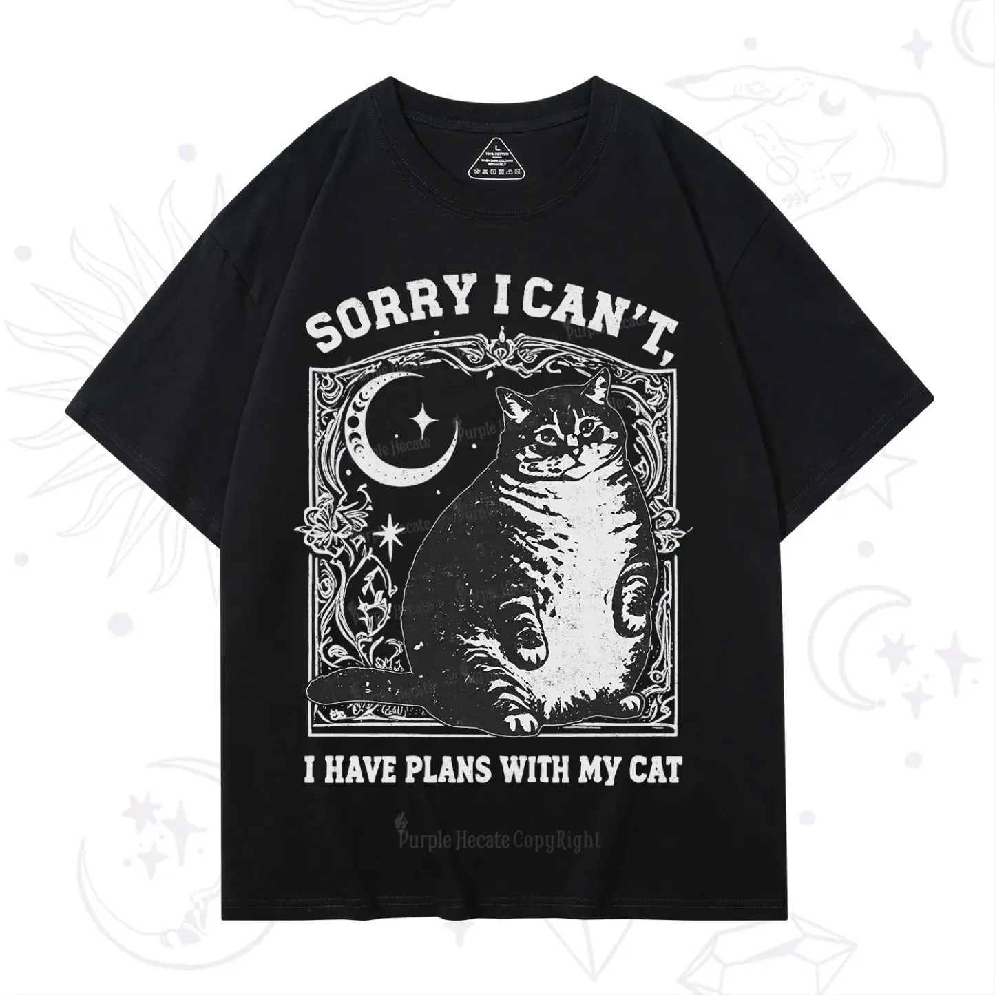 Purplehecate Sorry I Can't I Have Plans With My Cat T-Shirt