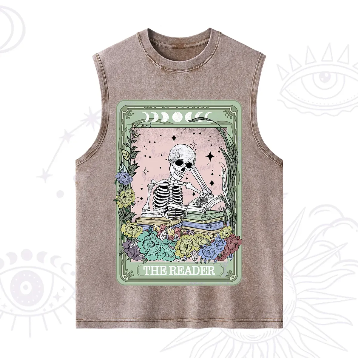 Purplehecate The Reader Bookworm Tarot Skeleton Washed Tank