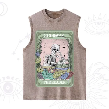 Purplehecate The Reader Bookworm Tarot Skeleton Washed Tank