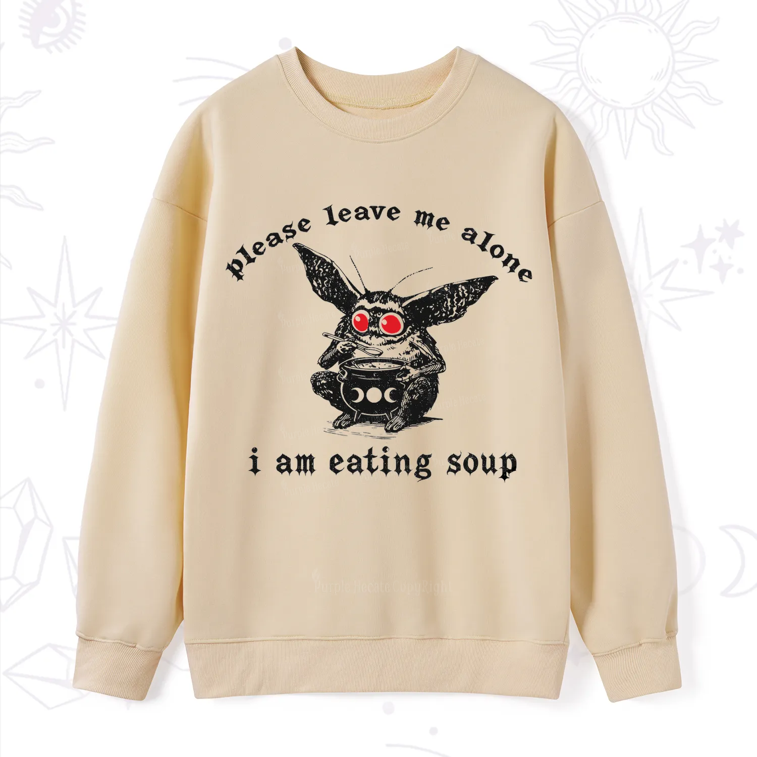 Purplehecate Mothman Eating Soup Sweatshirt