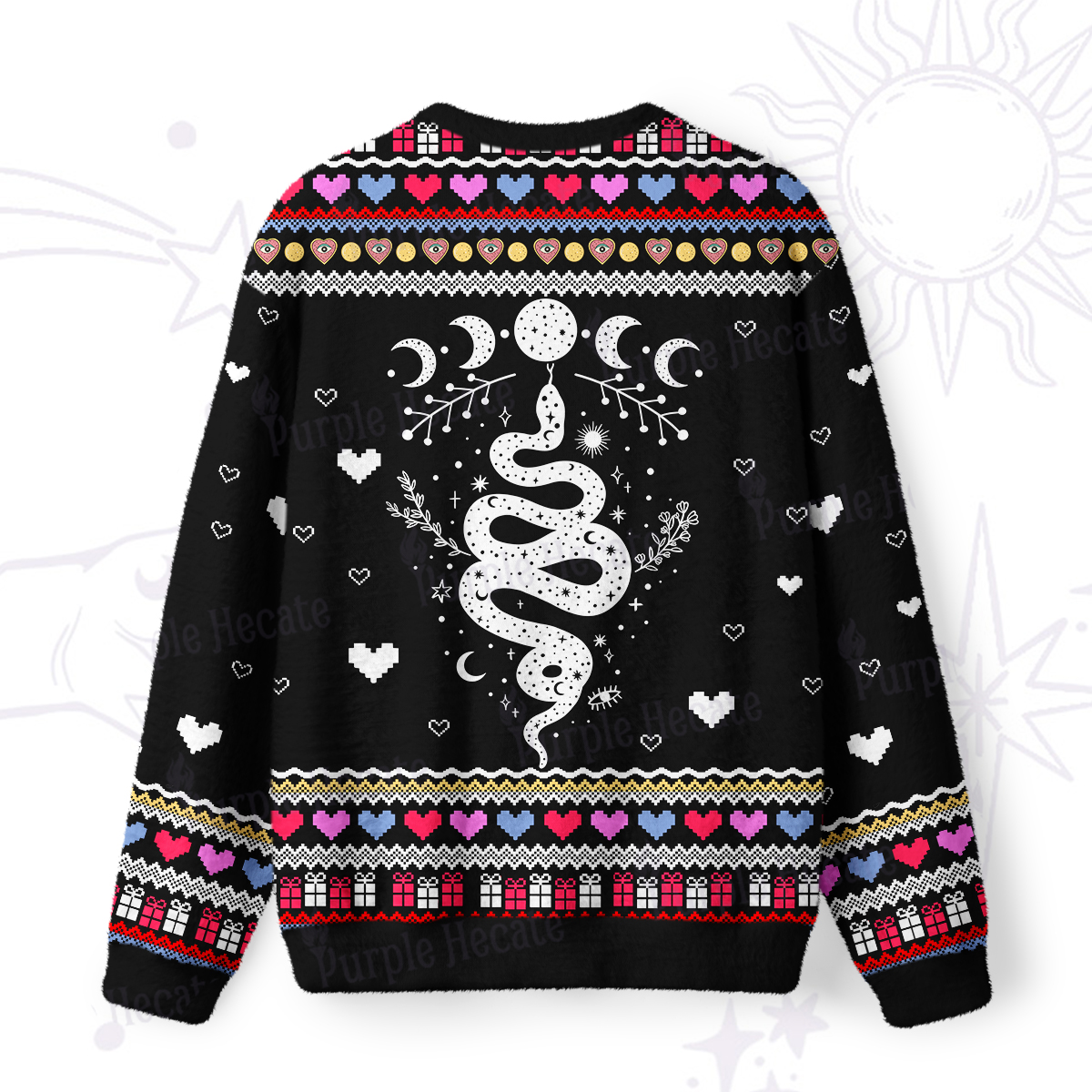 Purplehecate Snake And Moon Phase Ugly Valentine Sweatshirt