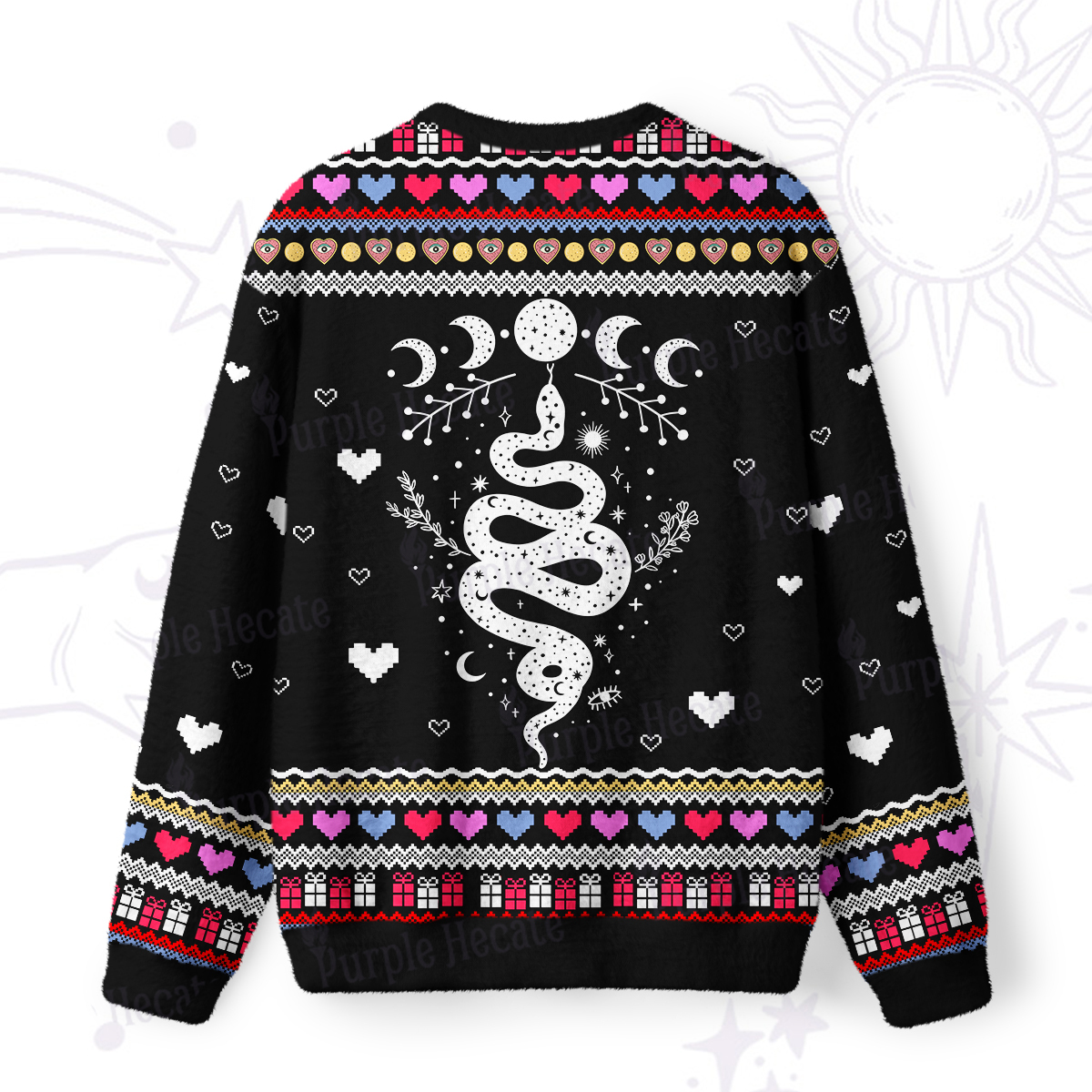 Purplehecate Snake And Moon Phase Ugly Valentine Sweatshirt