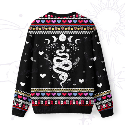 Purplehecate Snake And Moon Phase Ugly Valentine Sweatshirt