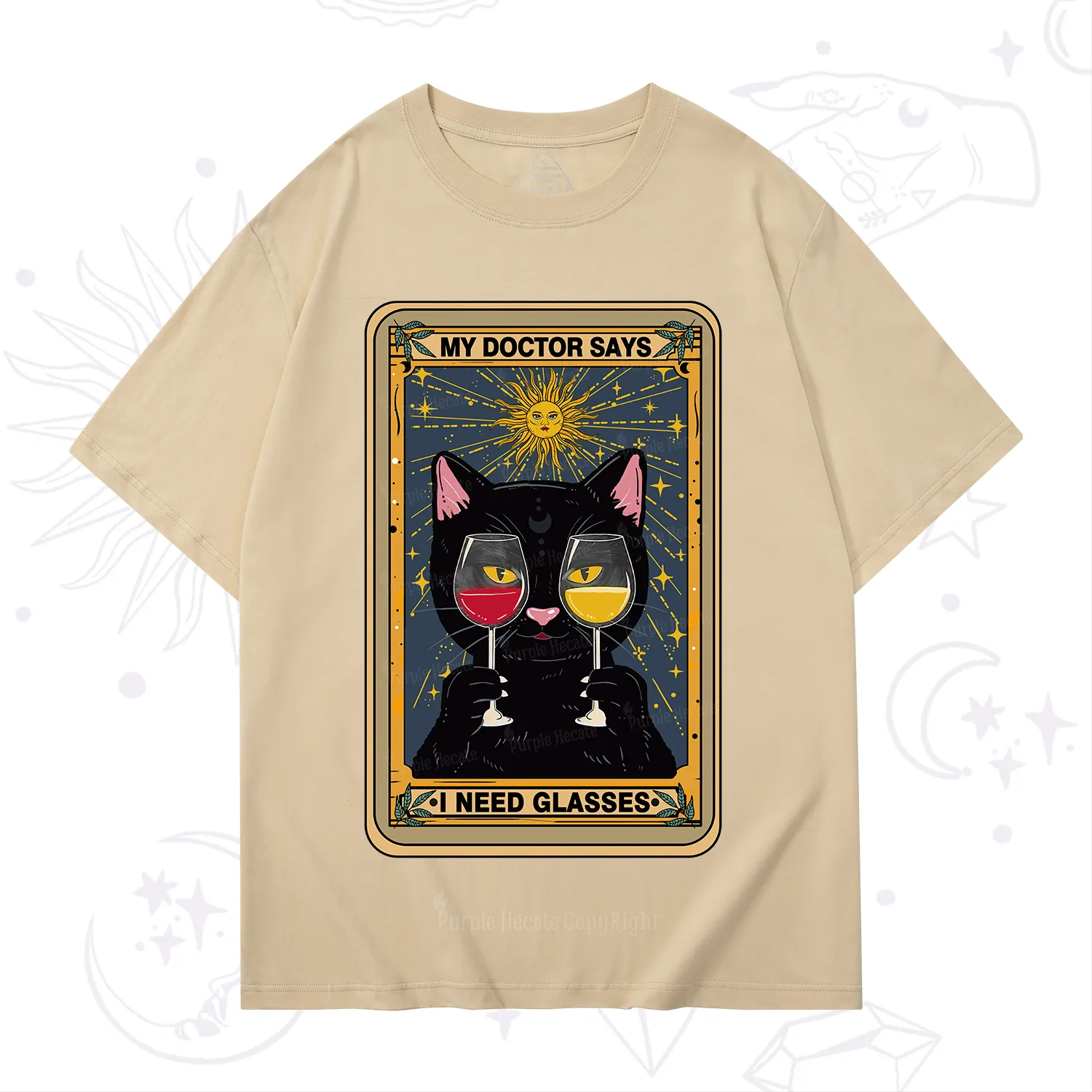 Purplehecate Funny Black Cat My Doctor Says I Need Glasses Tarot T-Shirt