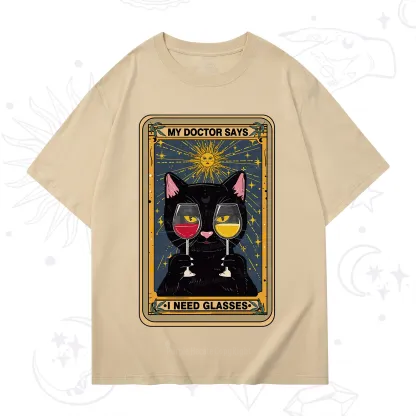 Purplehecate Funny Black Cat My Doctor Says I Need Glasses Tarot T-Shirt