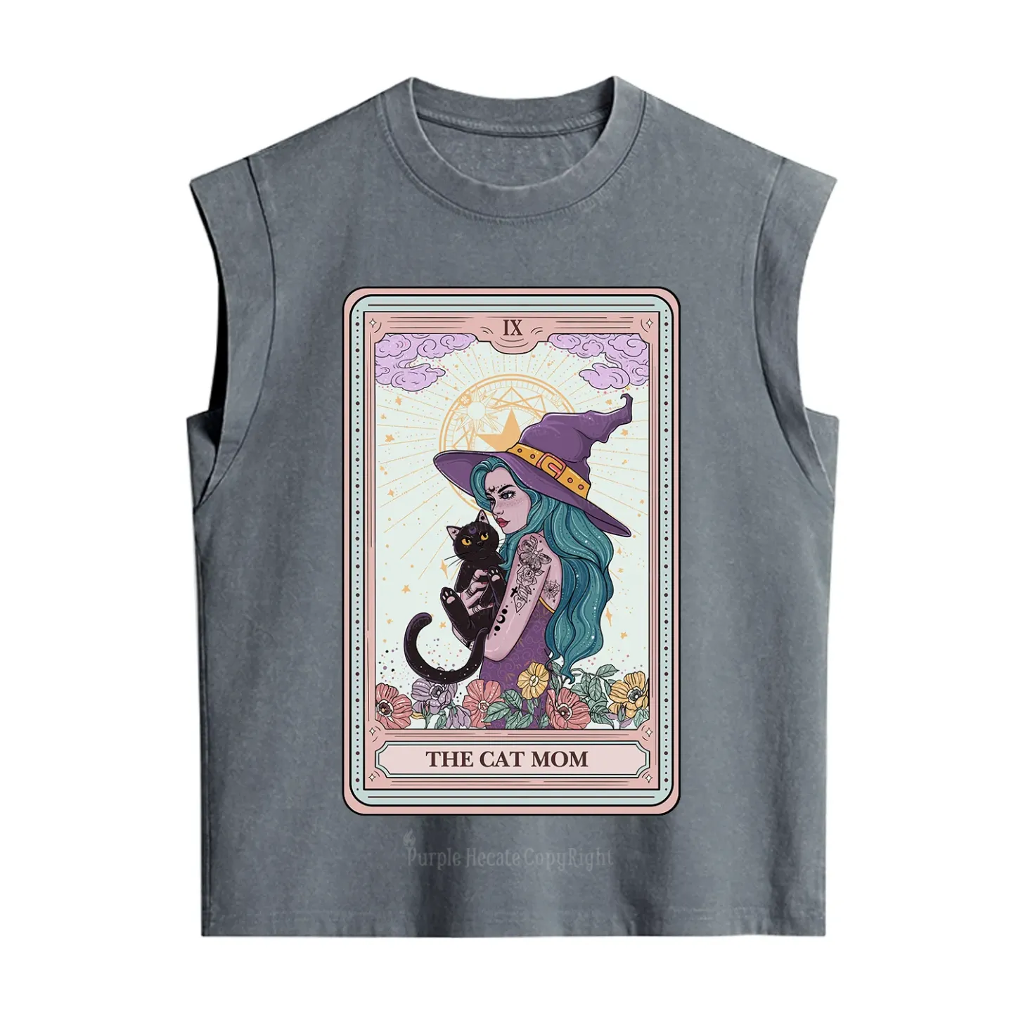Purplehecate The Gothic Cat Mom Tarot Vintage Washed Tank