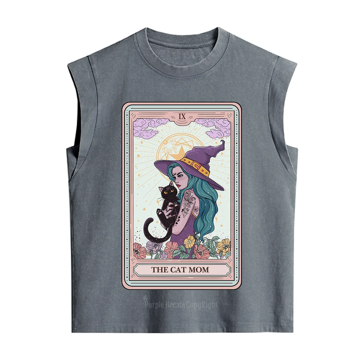 Purplehecate The Gothic Cat Mom Tarot Vintage Washed Tank