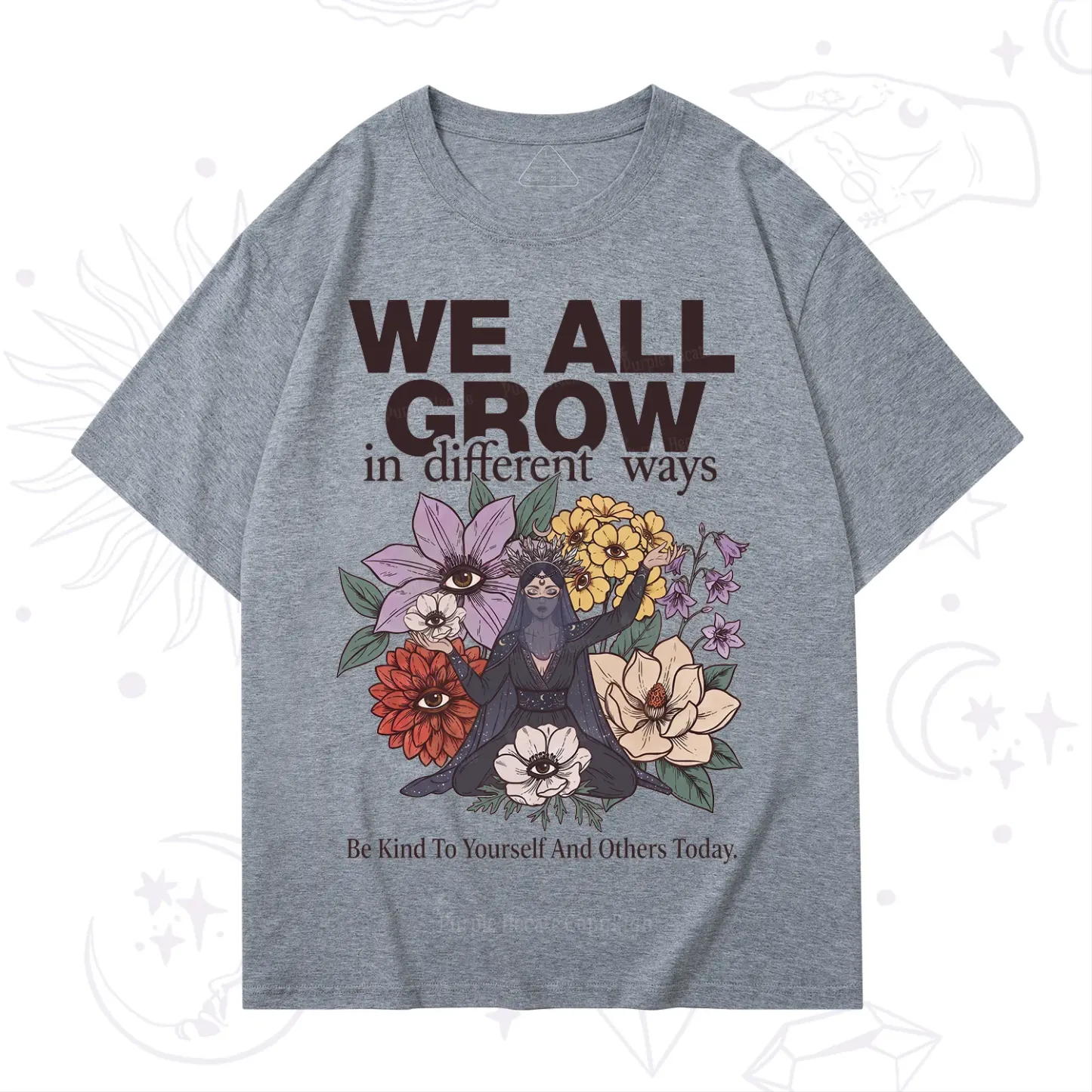 Purplehecate We All Grow Different Ways Floral T-Shirt