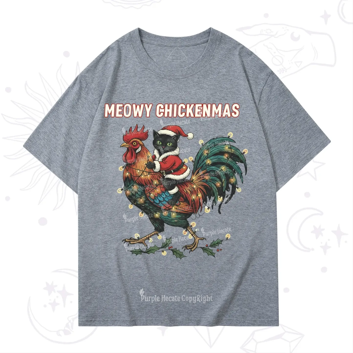 Purplehecate Meowy Chickenmas Christmas T-Shirt
