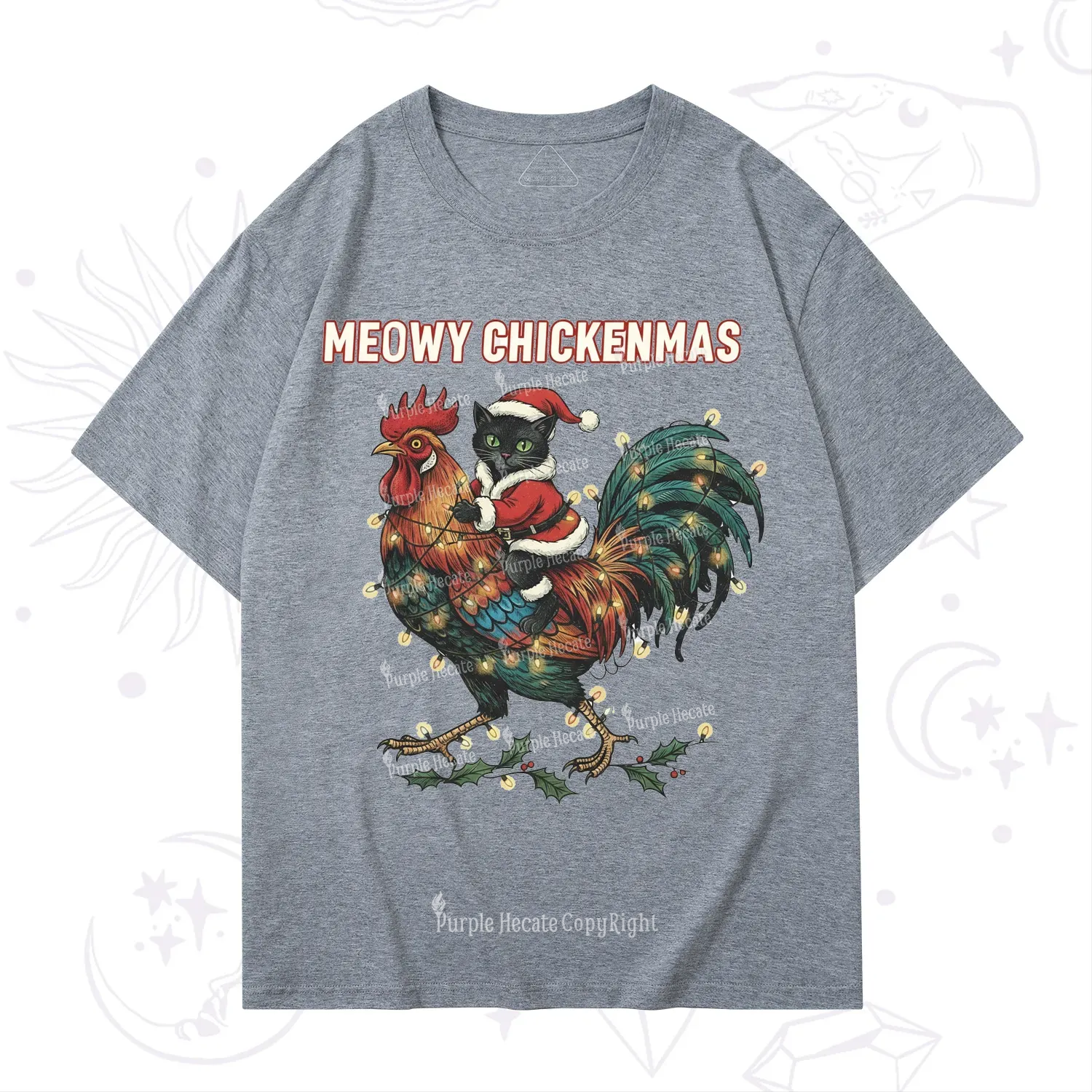 Purplehecate Meowy Chickenmas Christmas T-Shirt