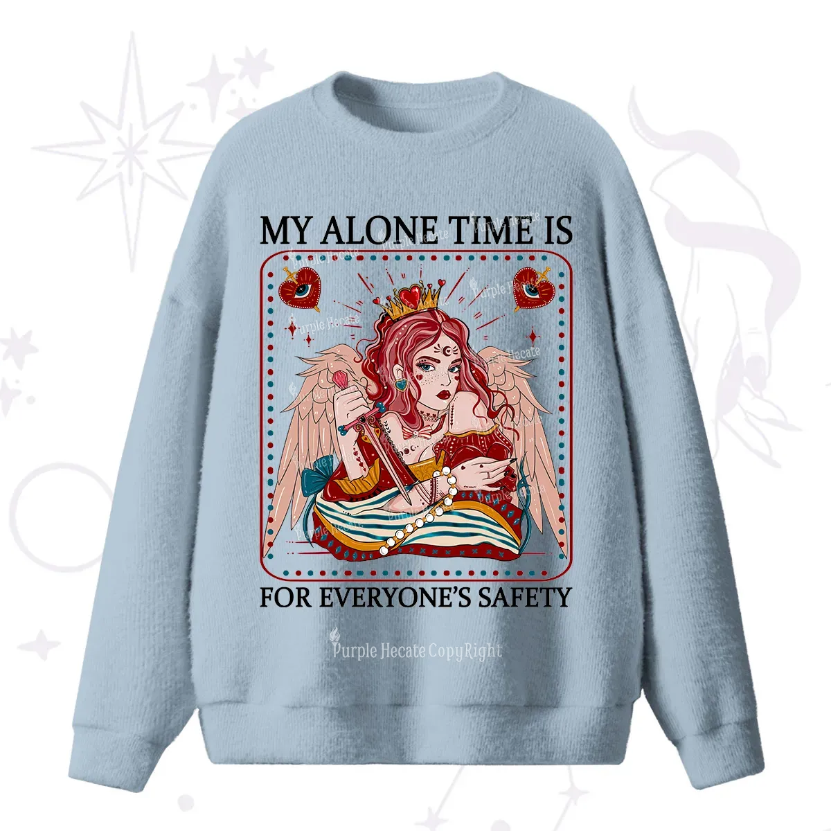 Purplehecate My Alone Time Is For Everyone's Safety Fuzzy Ugly Sweater