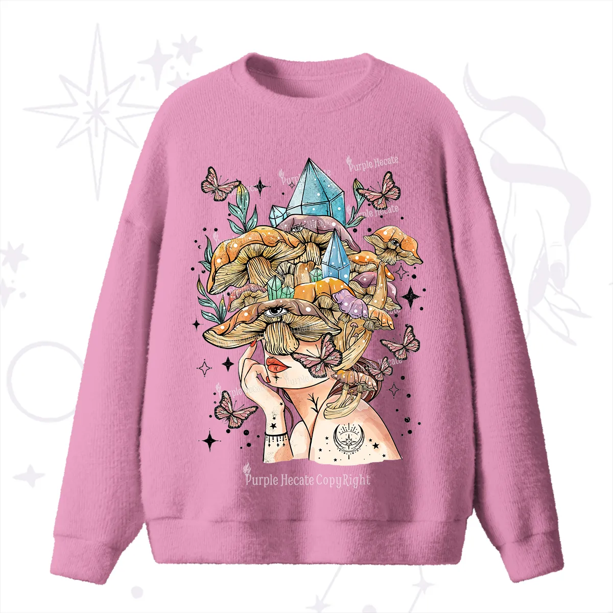 Purplehecate Crystal Goddess Fuzzy Ugly Sweater