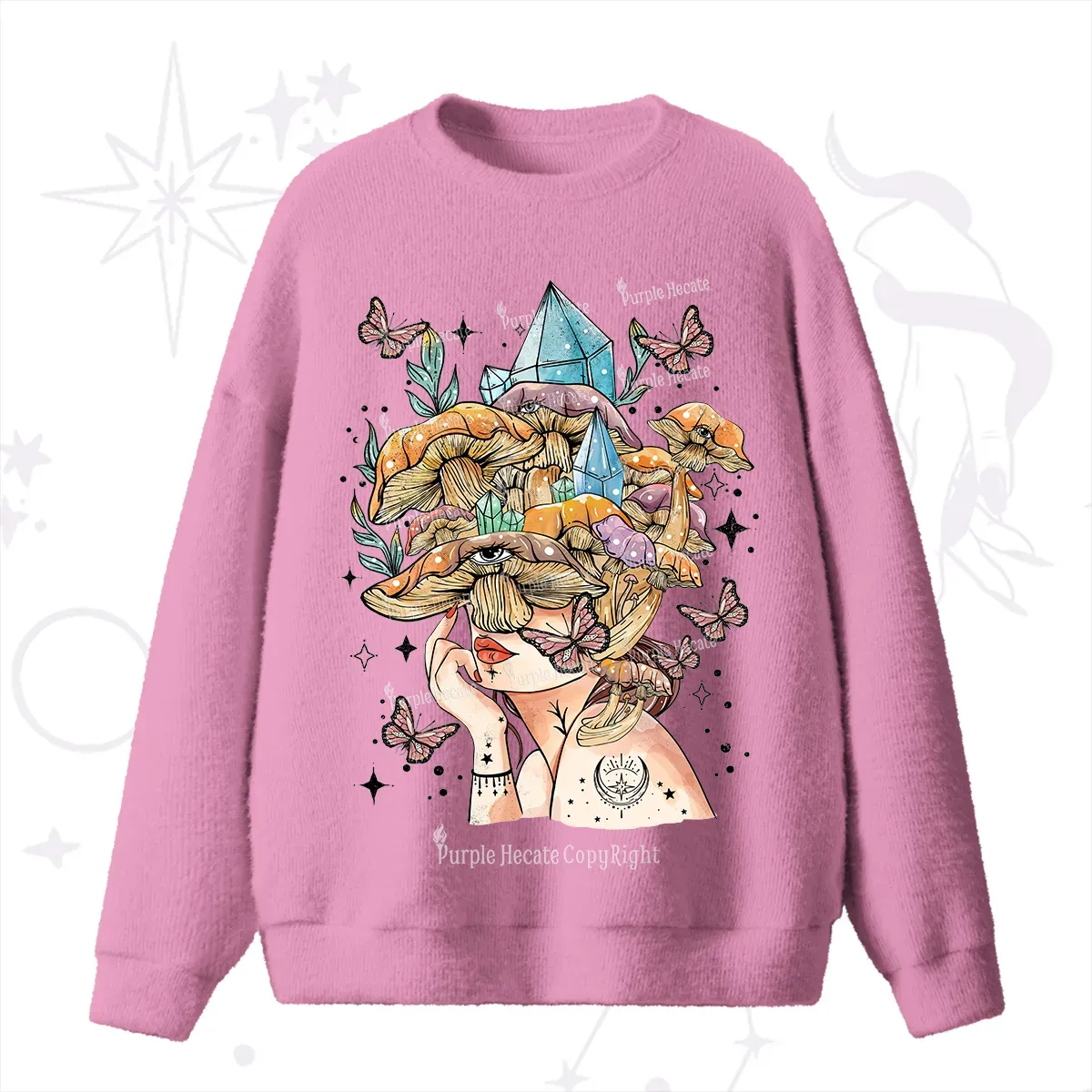 Purplehecate Crystal Goddess Fuzzy Ugly Sweater