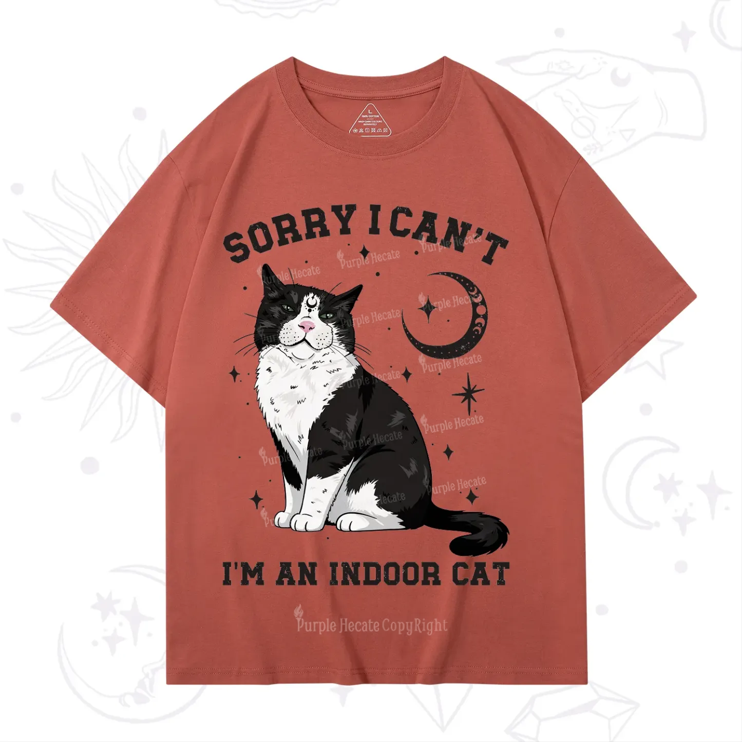 Purplehecate Sorry I Can't Go I'm an Indoor Cat T-Shirt