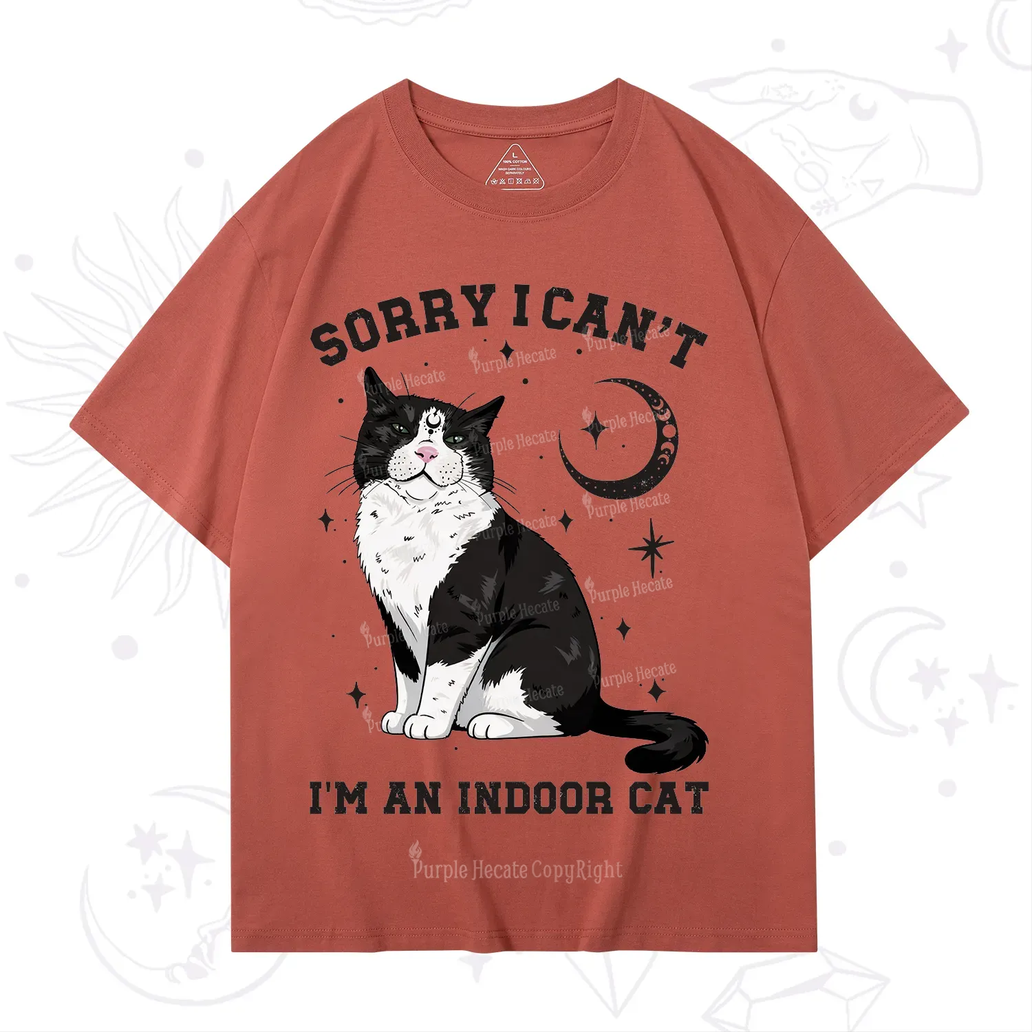 Purplehecate Sorry I Can't Go I'm an Indoor Cat T-Shirt