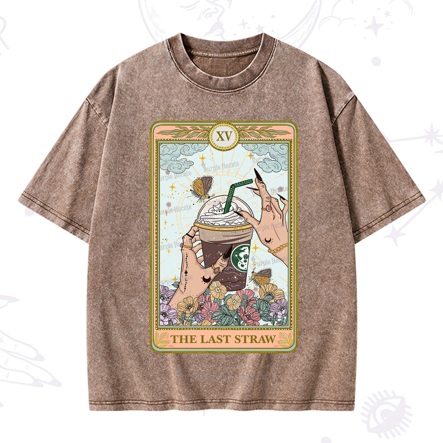 Purplehecate The Last Straw Tarot Washed T-Shirt