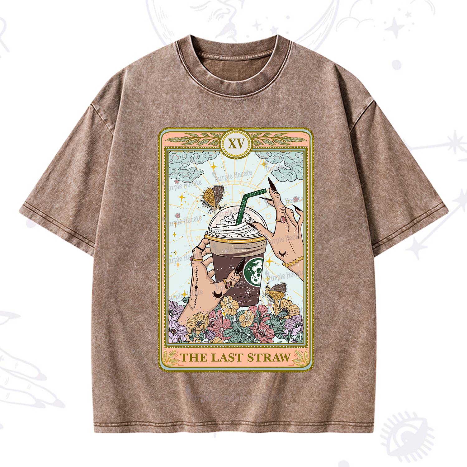 Purplehecate The Last Straw Tarot Washed T-Shirt