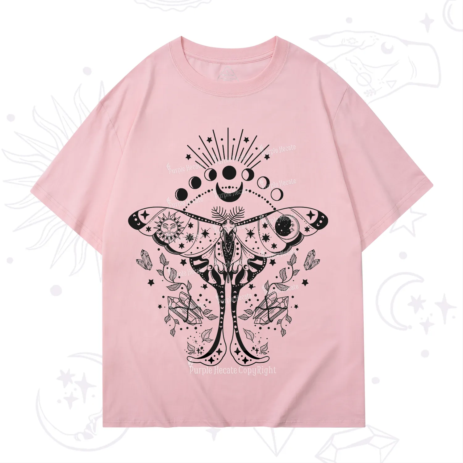 Purplehecate Moonlit Celestial Moth T-Shirt