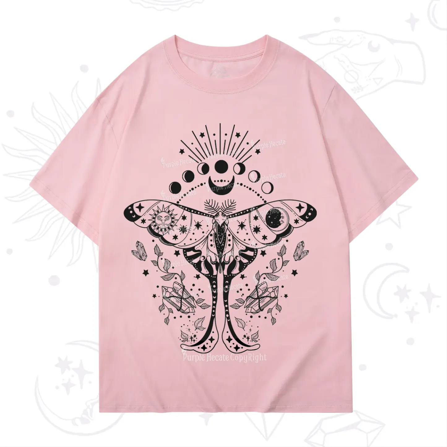 Purplehecate Moonlit Celestial Moth T-Shirt