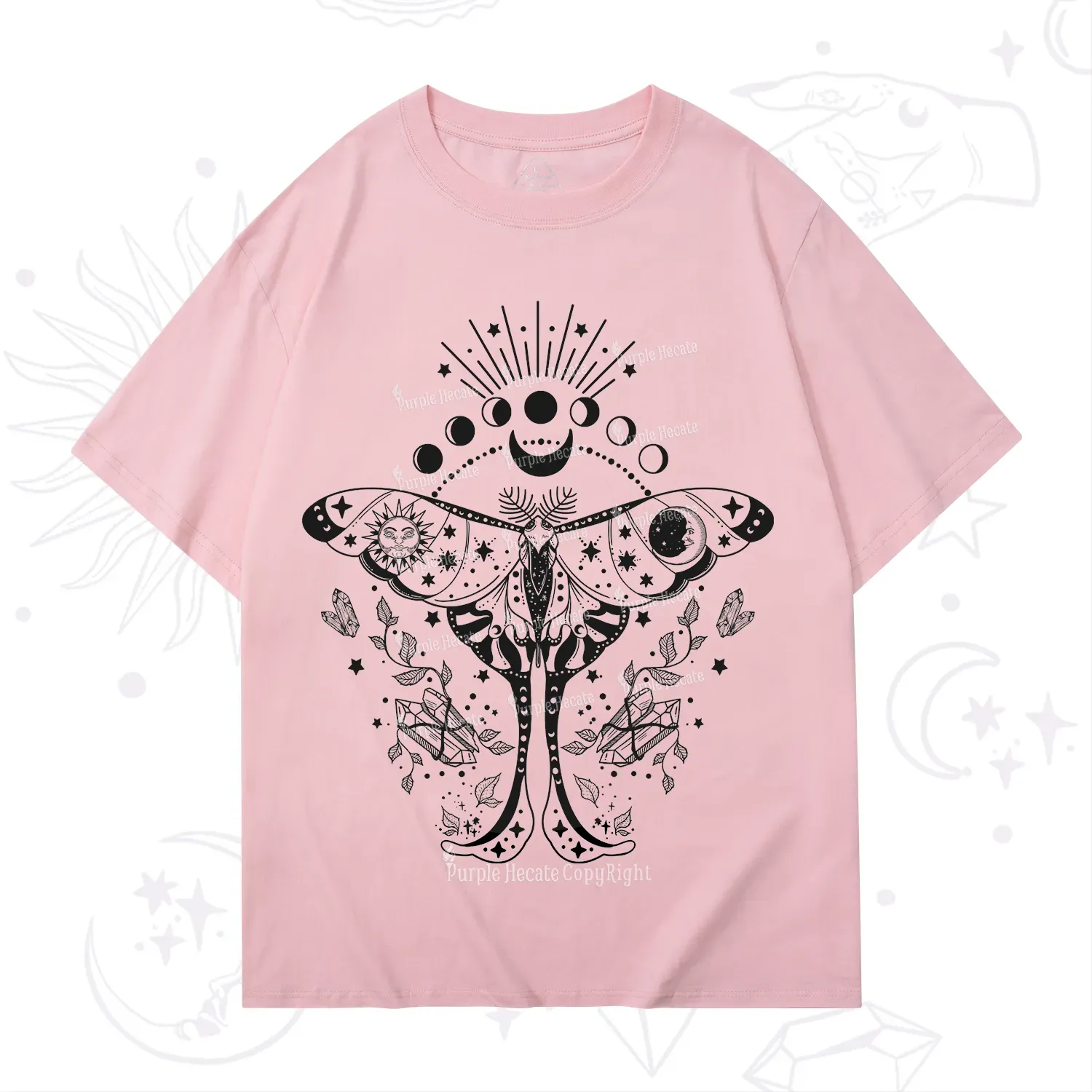 Purplehecate Moonlit Celestial Moth T-Shirt