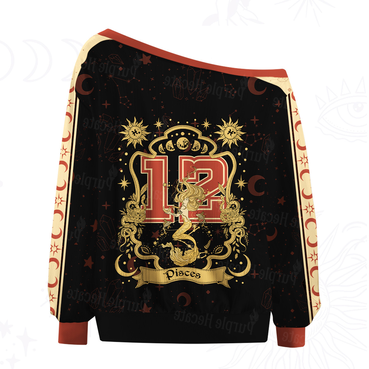 Purplehecate Pisces' Astral Mirage Zodiac Off The Shoulder Graphic Jersey