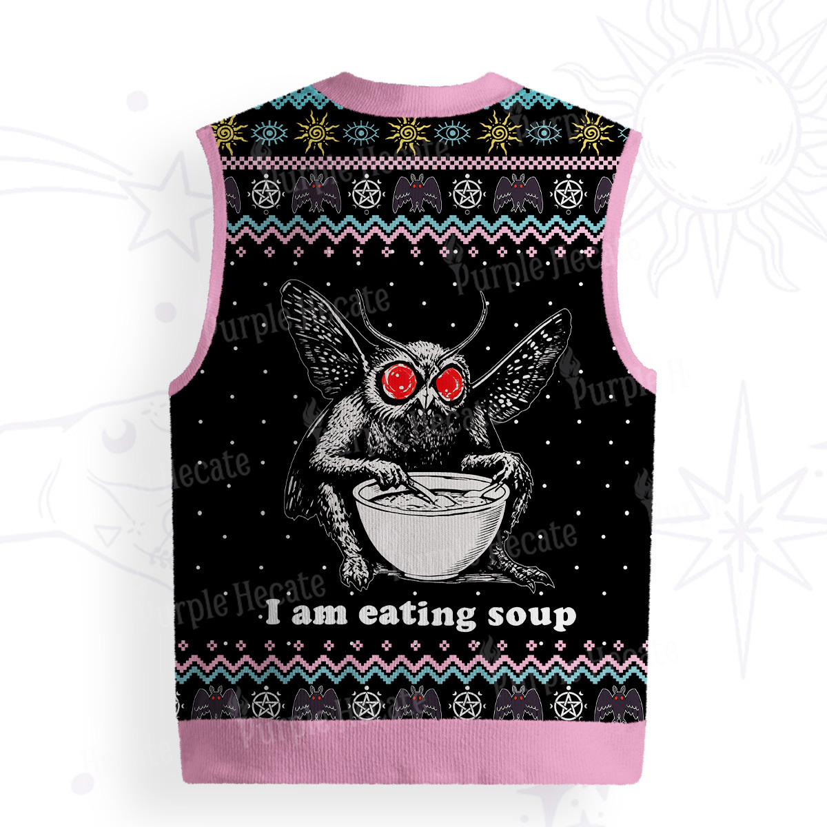 Purplehecate Mothman Eating Soup Ugly Sweater Vest