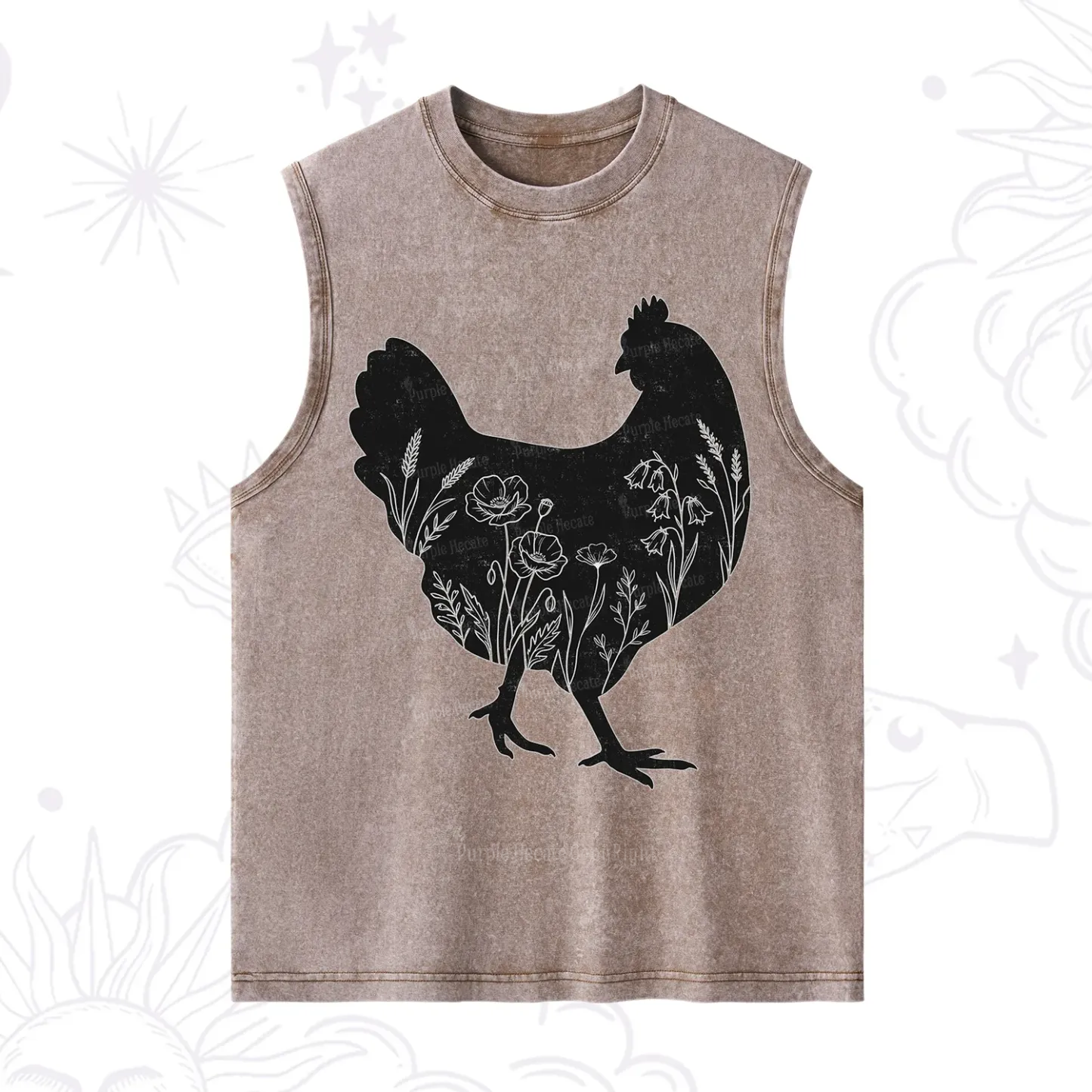 Purplehecate Floral Chicken Washed Tank