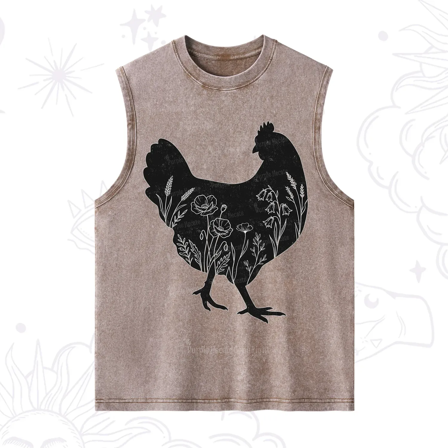 Purplehecate Floral Chicken Washed Tank