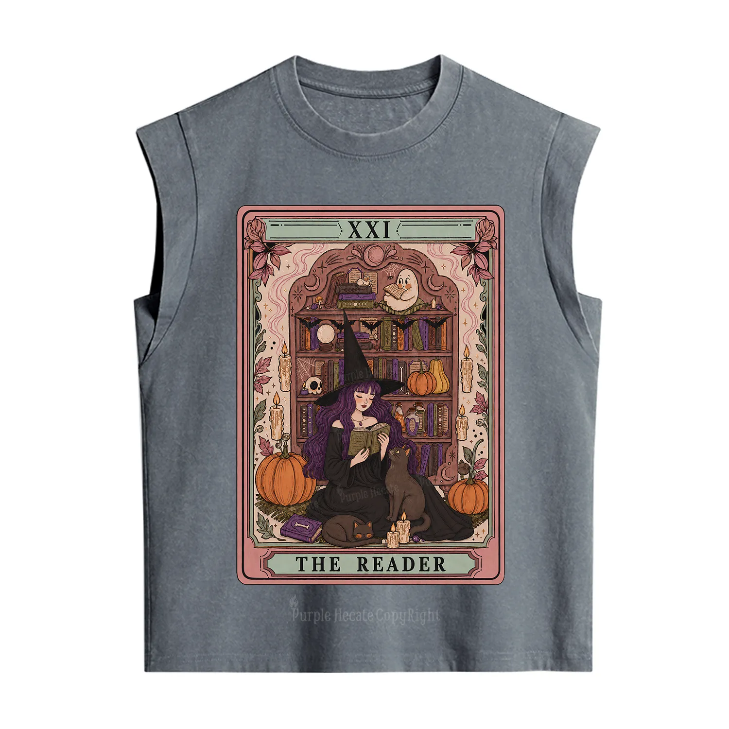 Purplehecate The Reader Tarot Bookish Witch Vintage Washed Tank