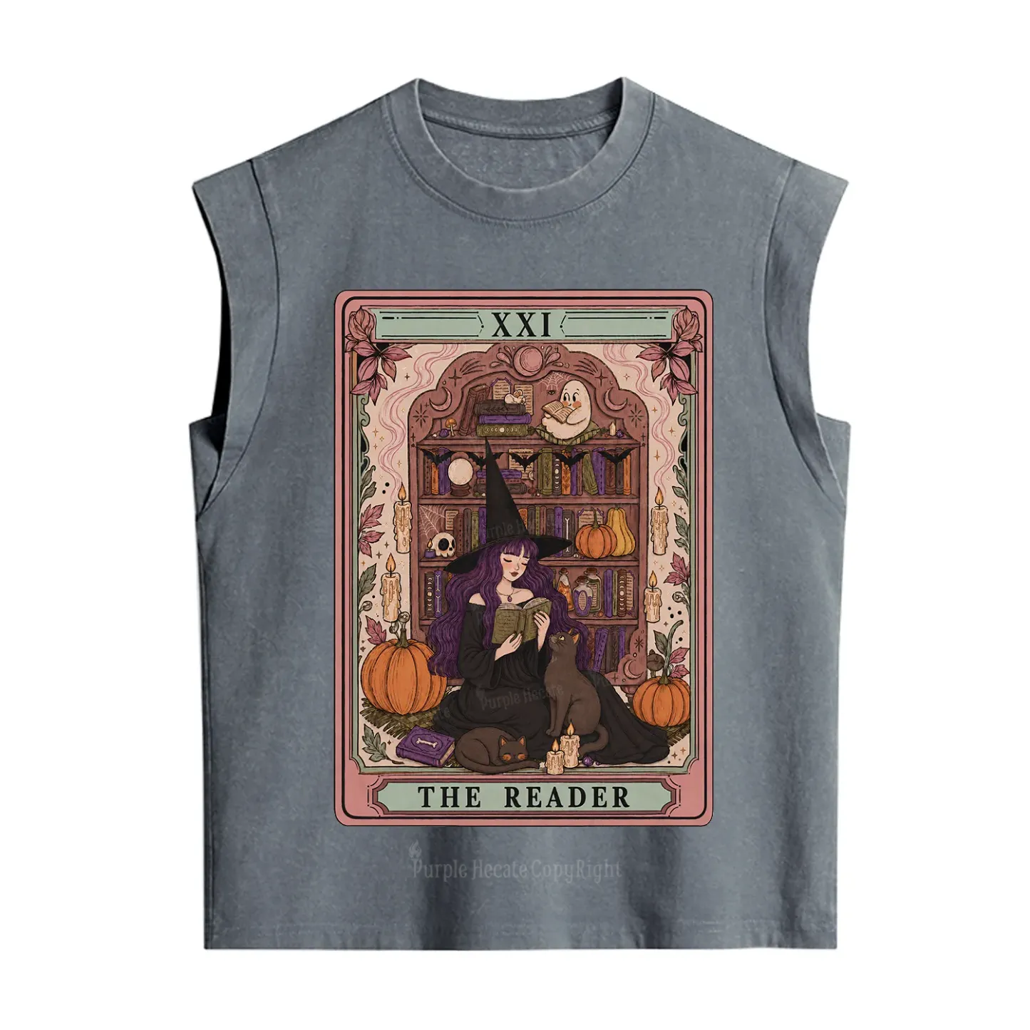 Purplehecate The Reader Tarot Bookish Witch Vintage Washed Tank