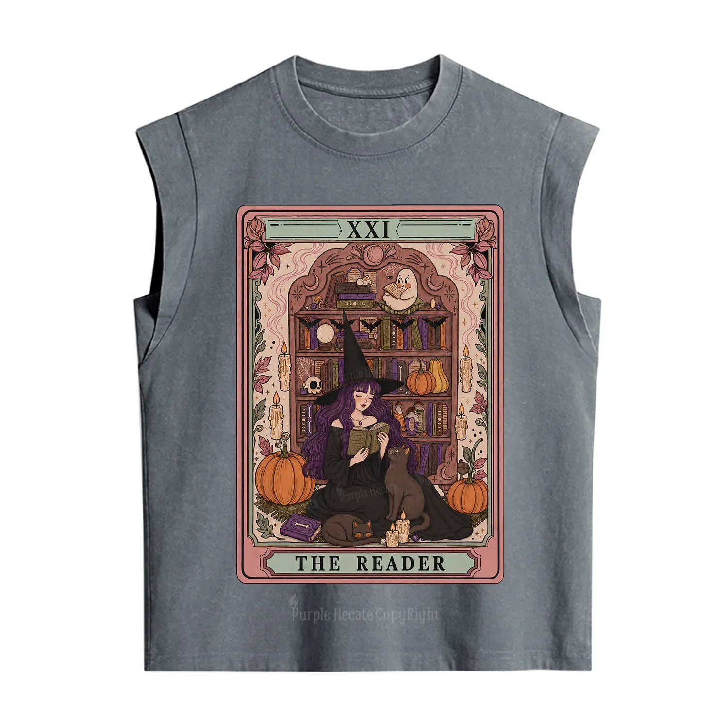 Purplehecate The Reader Tarot Bookish Witch Vintage Washed Tank