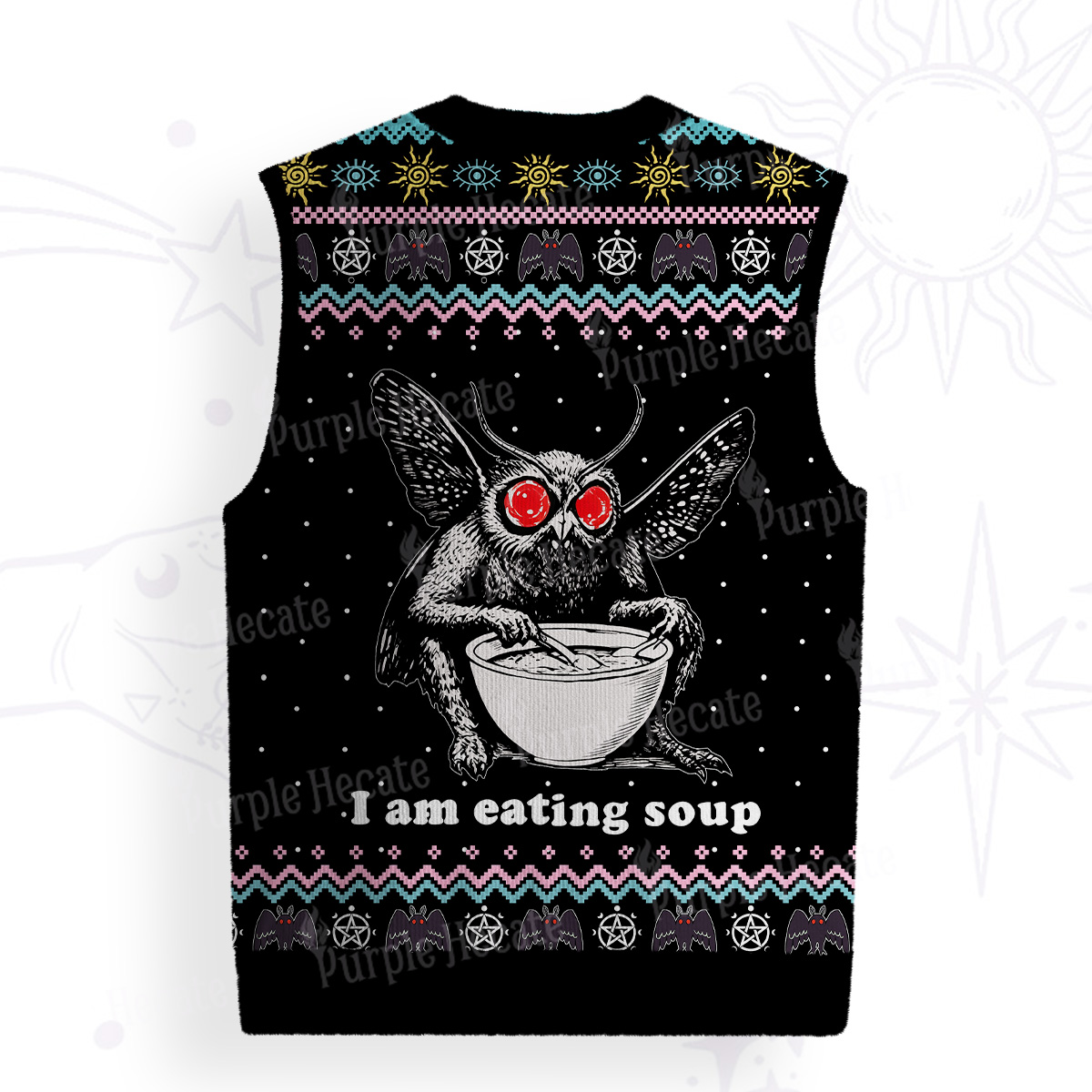 Purplehecate Mothman Eating Soup Ugly Sweater Vest