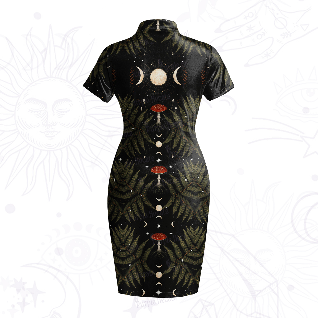 Purplehecate Moonlit Mushroom Gown Velvet Bodycon Dress
