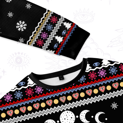 Purplehecate Snake And Moon Phase Ugly Christmas Sweater