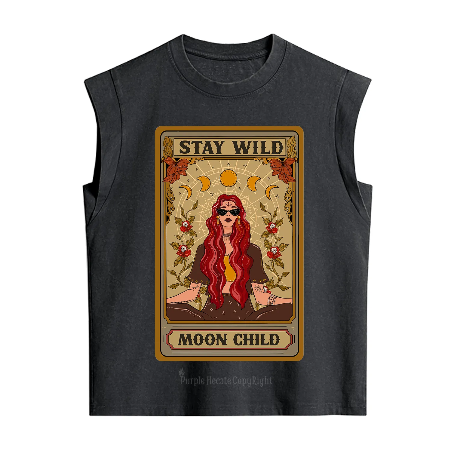 Purplehecate The Stay Wild Moon Child Oracle Card Vintage Washed Tank