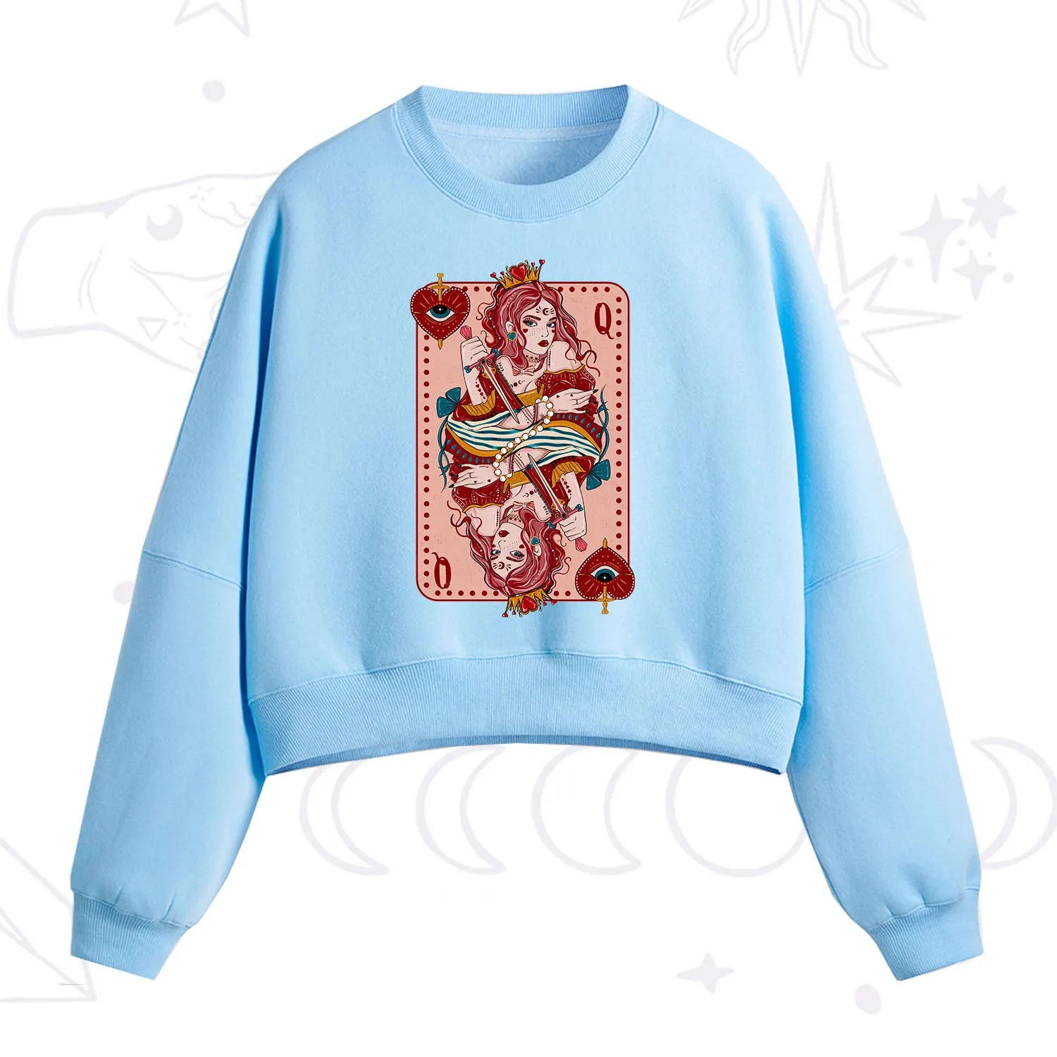 Purplehecate Queen of Hearts Fleece Cropped Sweatshirt