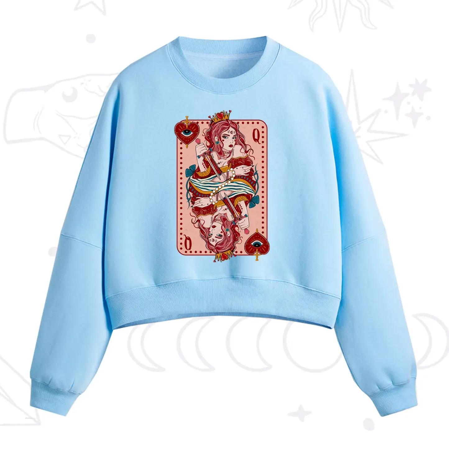Purplehecate Queen of Hearts Fleece Cropped Sweatshirt