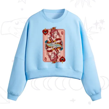 Purplehecate Queen of Hearts Fleece Cropped Sweatshirt