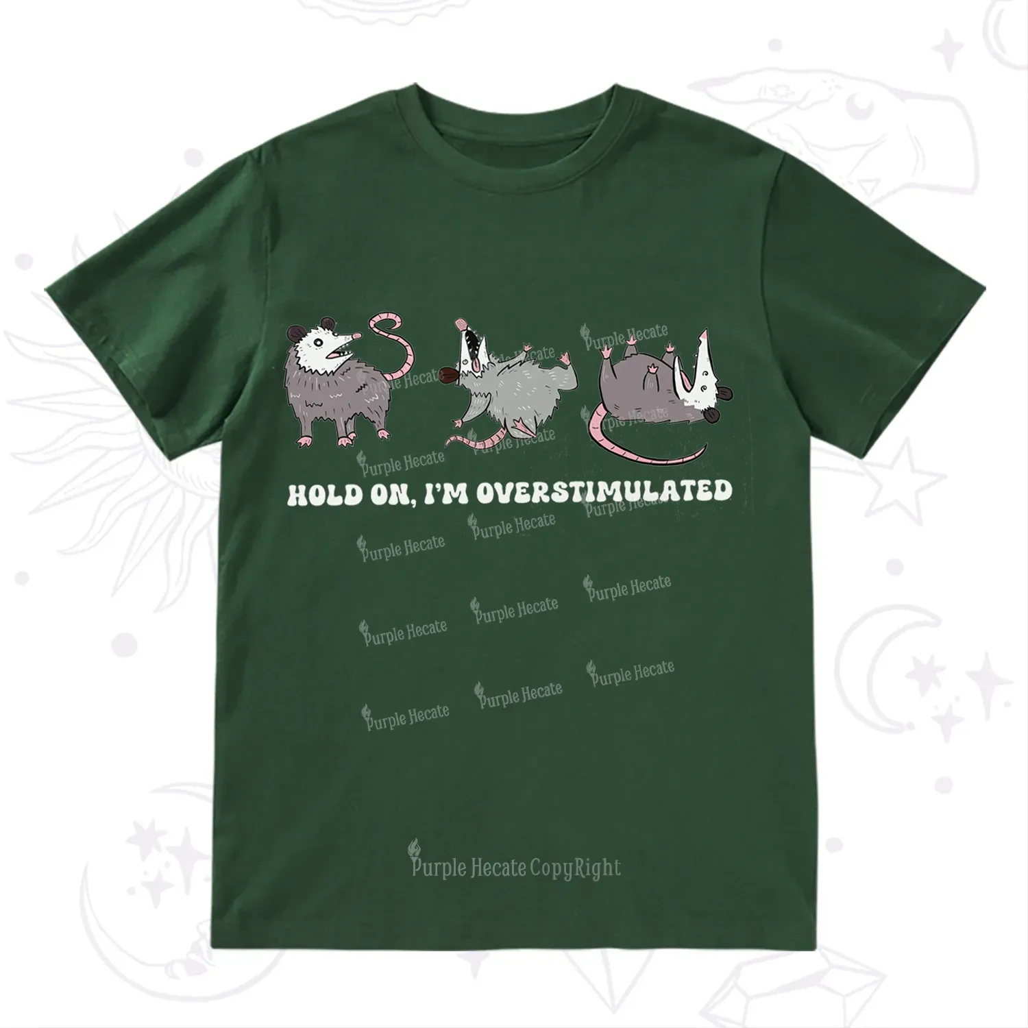 Purplehecate Hold On I'm Overstimulated T-Shirt