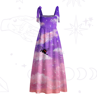 Purplehecate Celestial Dream Mothman Tie Shoulder Maxi Dress