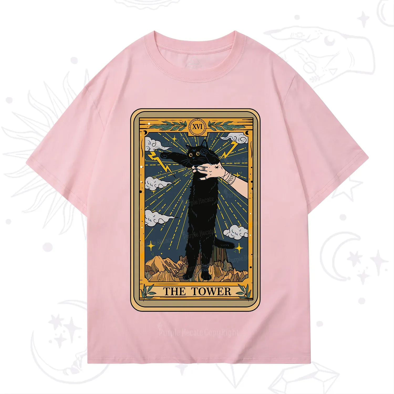 Purplehecate The Tower Cats Tarot T-Shirt